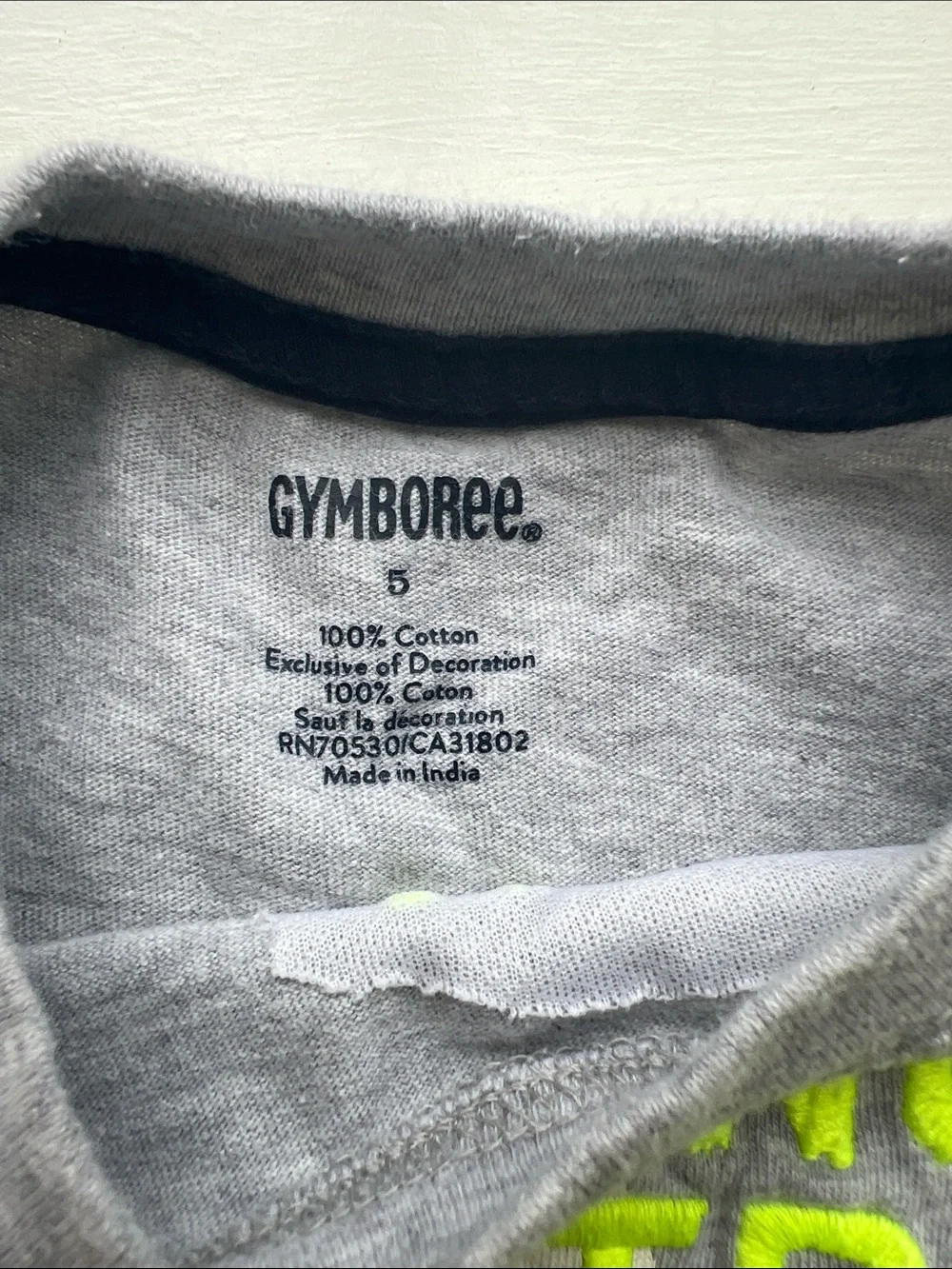 Gymboree Gray Short-Sleeve Tee with Neon Yellow 'Jungle Trail Blazer' Graphic